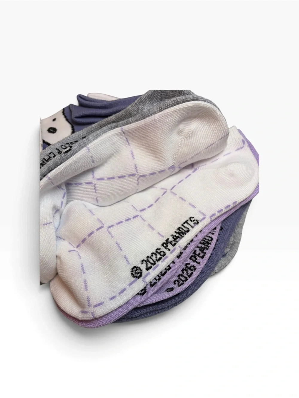 Peanuts Snoopy No-Show Socks 10 Pack Gray White Purple Floral